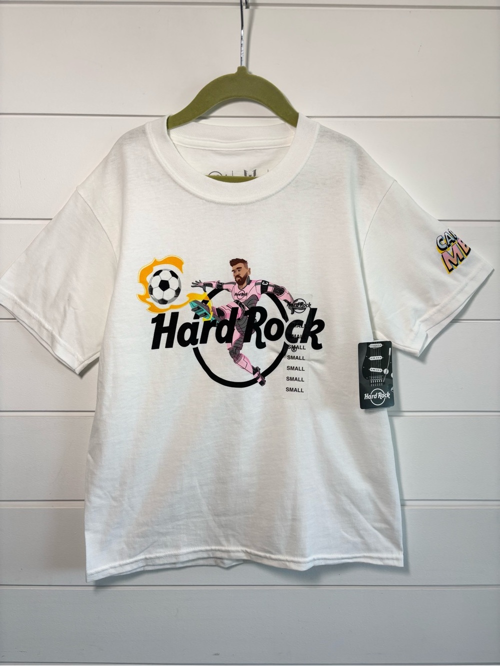 Hard Rock Cafe MESSI White Cotton Kids Soccer Graphic Tee Size S